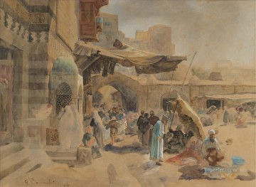  Orientalist Canvas - STRASSENSZENE IN JAFFA STREET SCENE IN JAFFA Gustav Bauernfeind Orientalist Jewish